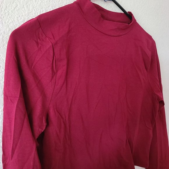 Fashion Nova Melanie Long Sleeve Mock Neck Crop Top Wine Size M - Picture 2 of 7
